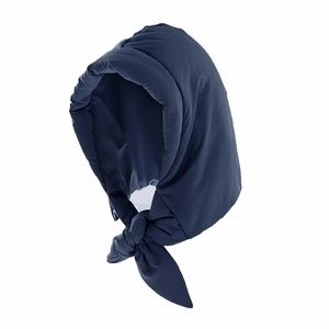 Cold Weather Insulated TIE UP HEAD SCARF HOOD Hat in NAVY BLUE Rain/ Winter